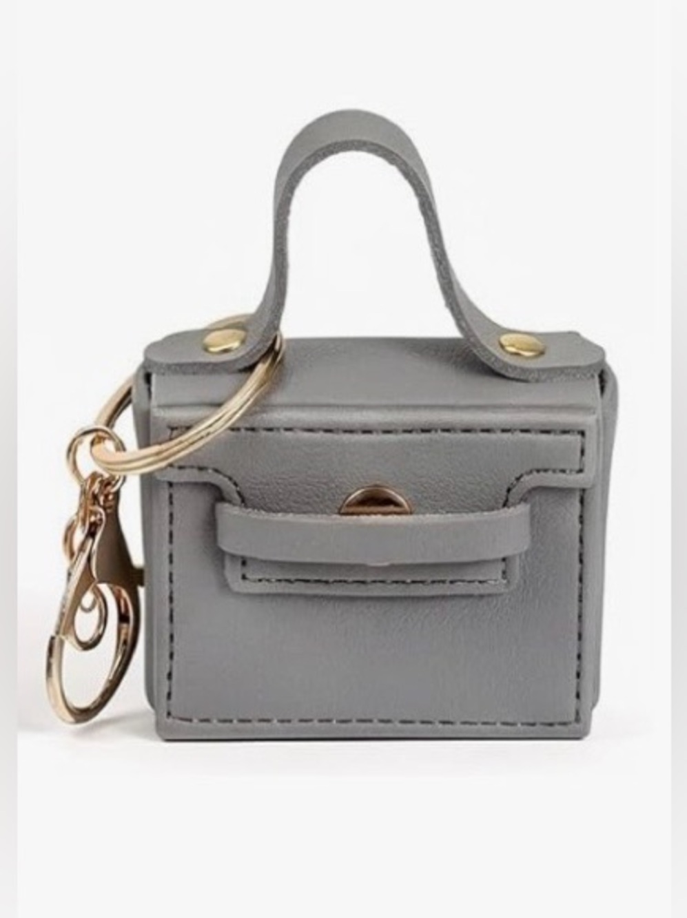 Gray Mini Purse Leather Bag Charm Keychain NWT